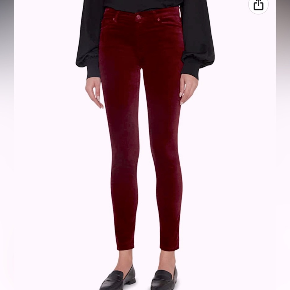 L.A + JO Velvet Skinny Jeans Maroon Size 28
